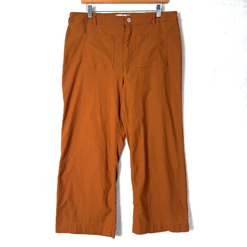 ADYSON PARKER Wide Cropped Patch Pocket High Rise Pants Womens 14 Rust Orange